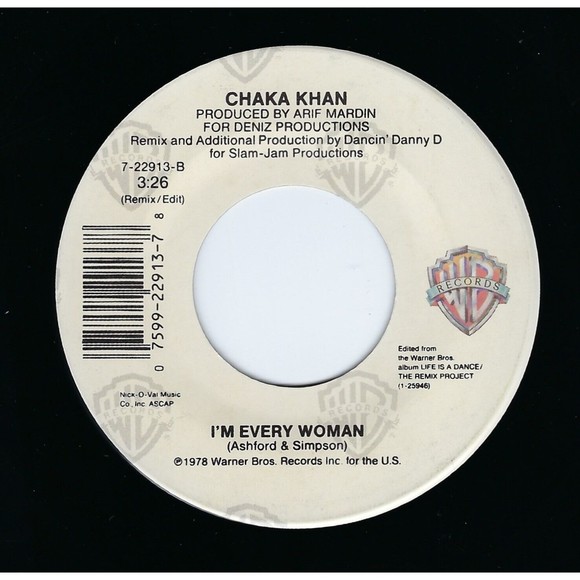 Chaka Khan Vinyl 45 Soul Talkin' / I'm Every Woman on Warner Bros. VG+ House - Picture 2 of 2